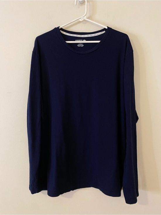 Lacoste | Shirts | Lacoste Mens Navy Longsleeve Crew Neck Shirt Cotton ...